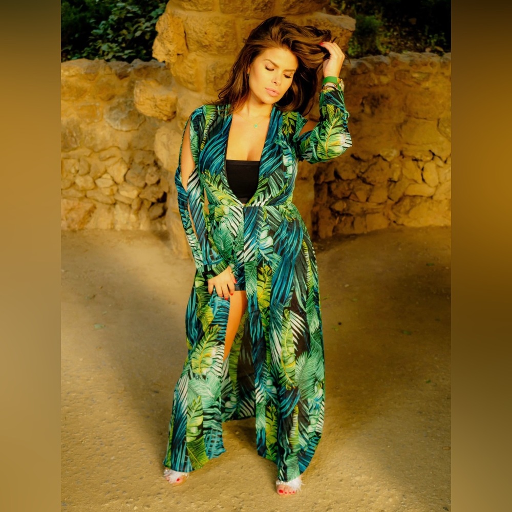 Jlo inspired tropical dress.